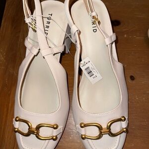Torrid Women's White Sandals with Gold Detail